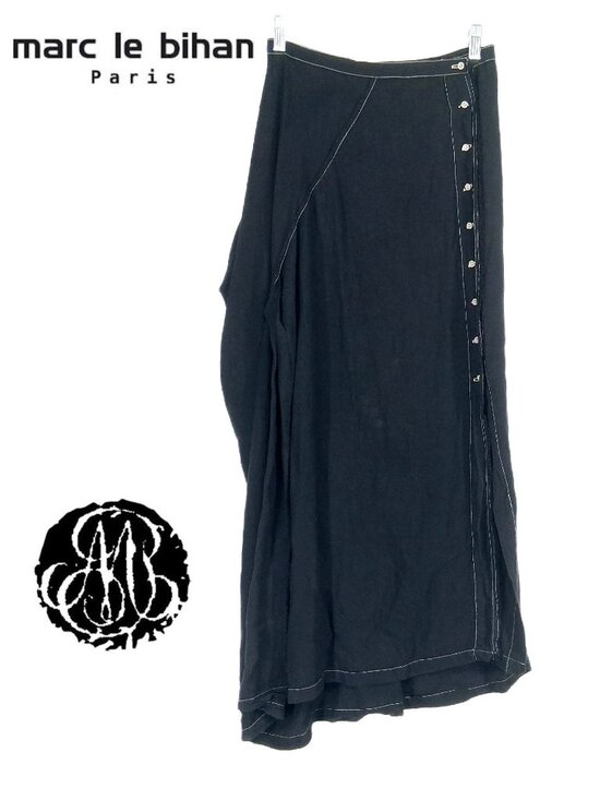 Marc Le Bihan Dresses & Skirts - Marc Le Bihan Linen Asymmetric Draped Bustle Maxi Skirt Black Deconstructed 38 M